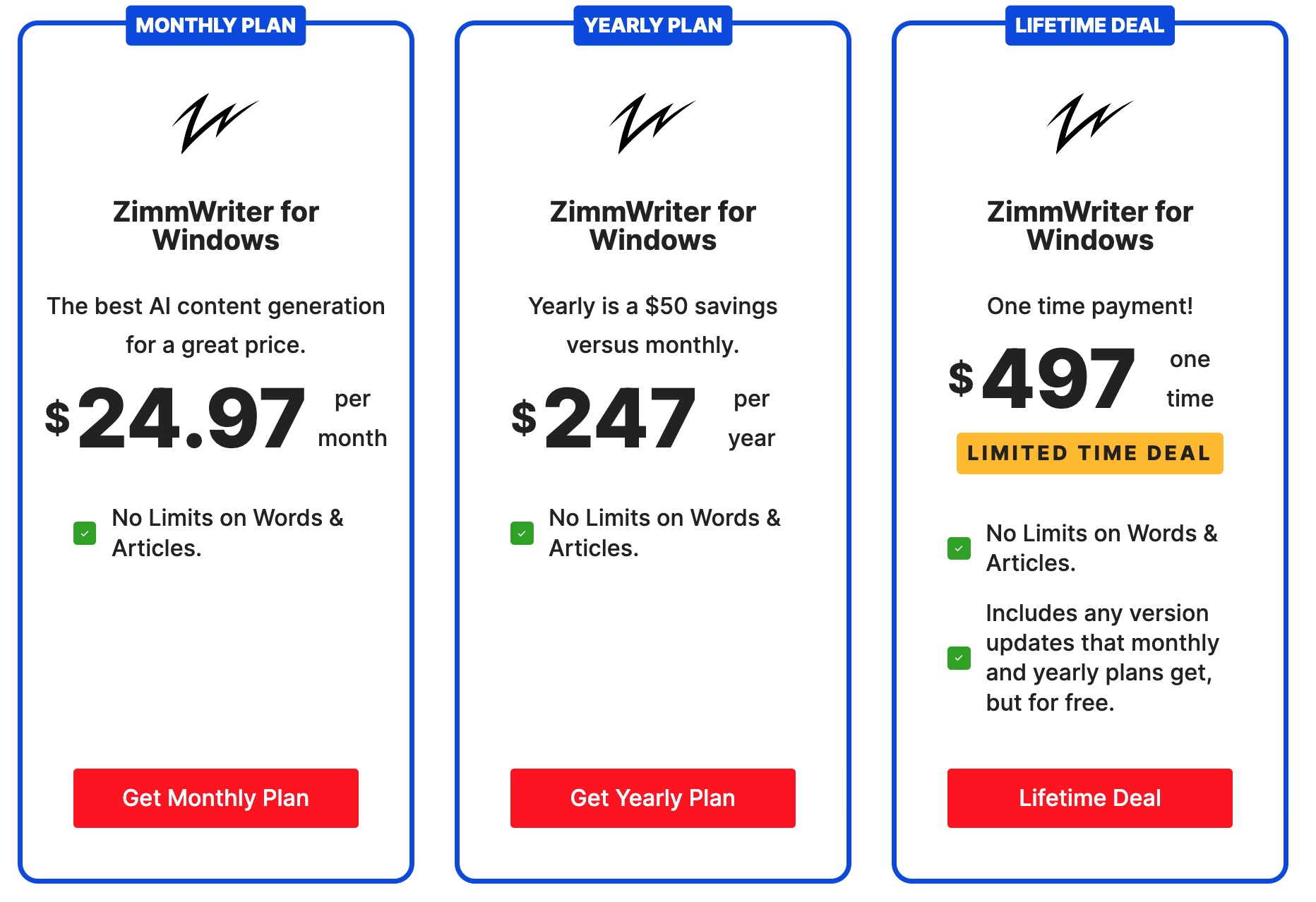zimmwriter lifetime deal pricing